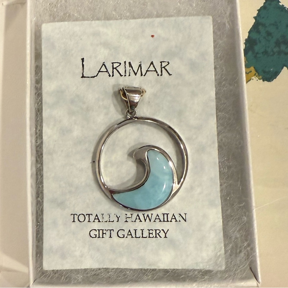 Larimar Wave Pendant •Sterling Silver 925 •purchased in Hawaii 🌊🌅 NEVER WORN